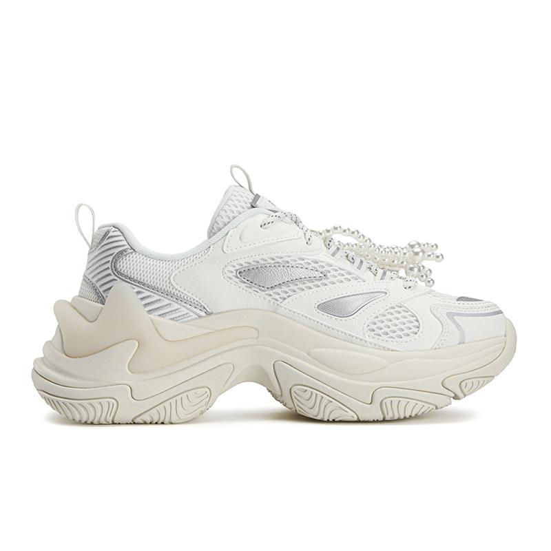 Sneakers FILA SOFIA Fishbone Shoes Lightweight Height Increasing Low top Chunky Sneakers Women's White Gray