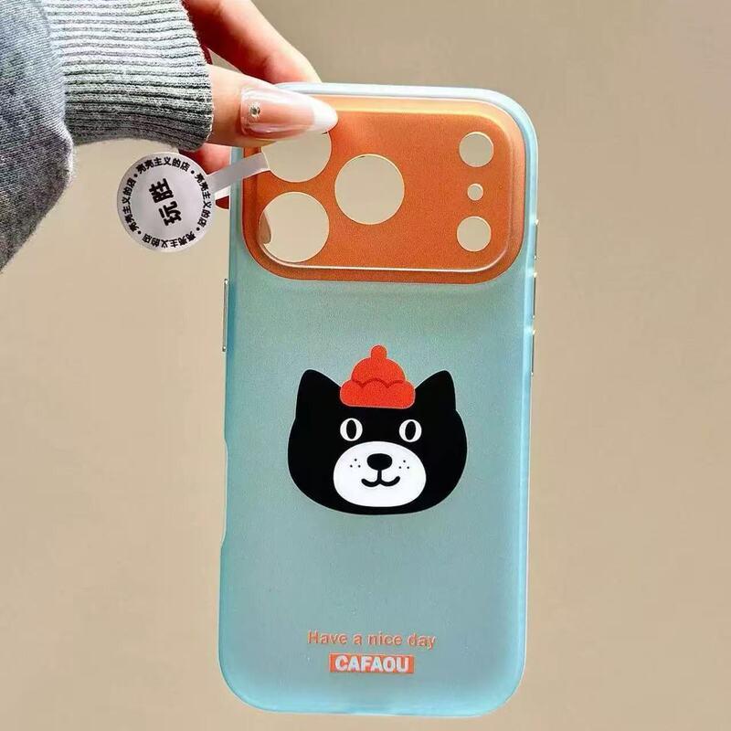 Matte Acrylic Animal Print Phone Case IPhone 17 Pro Max 16 15 With Metal Buttons Anti-Slip Drop Protection