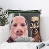 John Pork and Tung Tung Tung Sahur Front Door Motion Pillow Case  Square Pillow Cover Kawaii Pillowcases For Sofa Couch Bed
