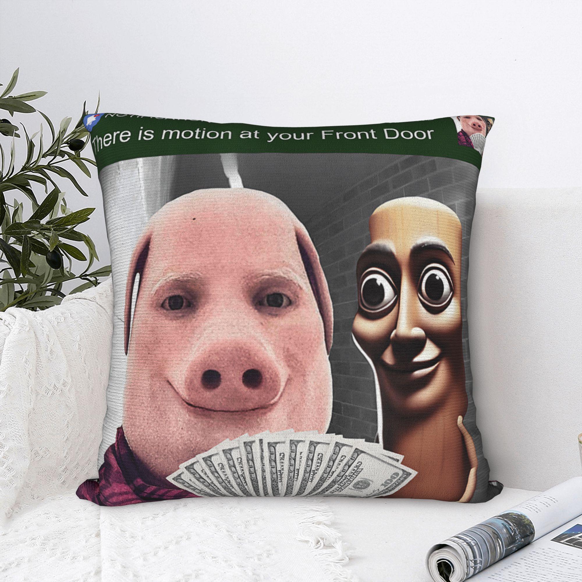 Fine Glasses Unisex John Pork And Tung Tung Tung Sahur Front Door Motion Pillow Case Square Pillow Cover Kawaii Pillowcases For Sofa Couch Bed