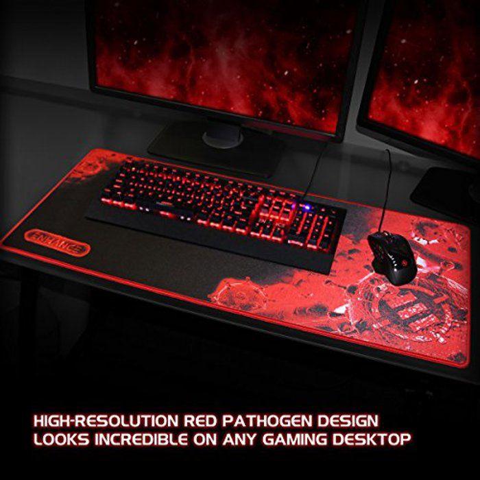 Enhance extended large gaming mouse pad - xl mouse mat (31.5" x 13.75") anti-fray stitching for professional esports with low-fricti
