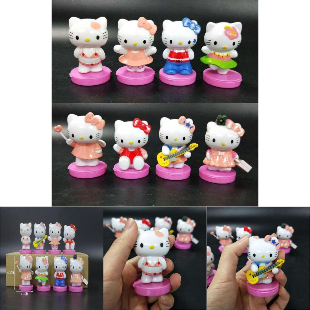 Hello Kitty Mini Figures Set Eight Piece Cute Cartoon Kt Miniatures Cake Toppers Gift