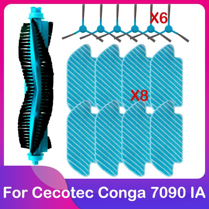 Fit For Cecotec Conga 7090 IA Robot Vacuum Cleaner Replacement Spare Part Accessories Main Brush Roller Side Brush Mop Cloth Rag