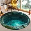 Hand Washable Floor Machine Bedroom Rug Realistic 3D Hole Mat Round Optical Illusion Non-Slip Area