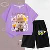 Children's LBB Fashion Casual Short-sleeved Shirt and Shorts Two-piece Set, Summer Loose Sportswear for Boys and Girls
