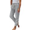 Women Harem Pants Adjustable Elastic Waistline Striped Print Boho Pants with Pockets Lightweight Breathable Casual Trousers