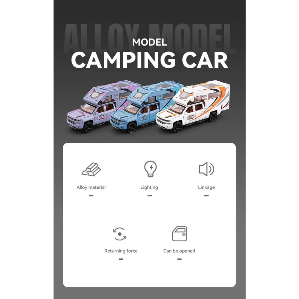 1/32 Chevrolet Silverado Recreational Vehicle RV Alloy Car Model Sound and Light Children's Toy Collectibles Birthday Gift