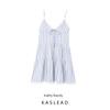 Kaslead New Women Clothes Western Style Fashion Patchwork Lace Contrast Color Stripe V-neck Sling Dress