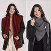 Women's 100% Wool Knit Triangular Scarf - Large Shawl for Autumn/Winter, Warm Outerwear, Neck Protector