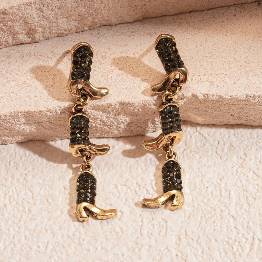 Dark Wind Diamond Shoes Tassel Silver Needle Earrings Personality Fashion Temperament Earrings