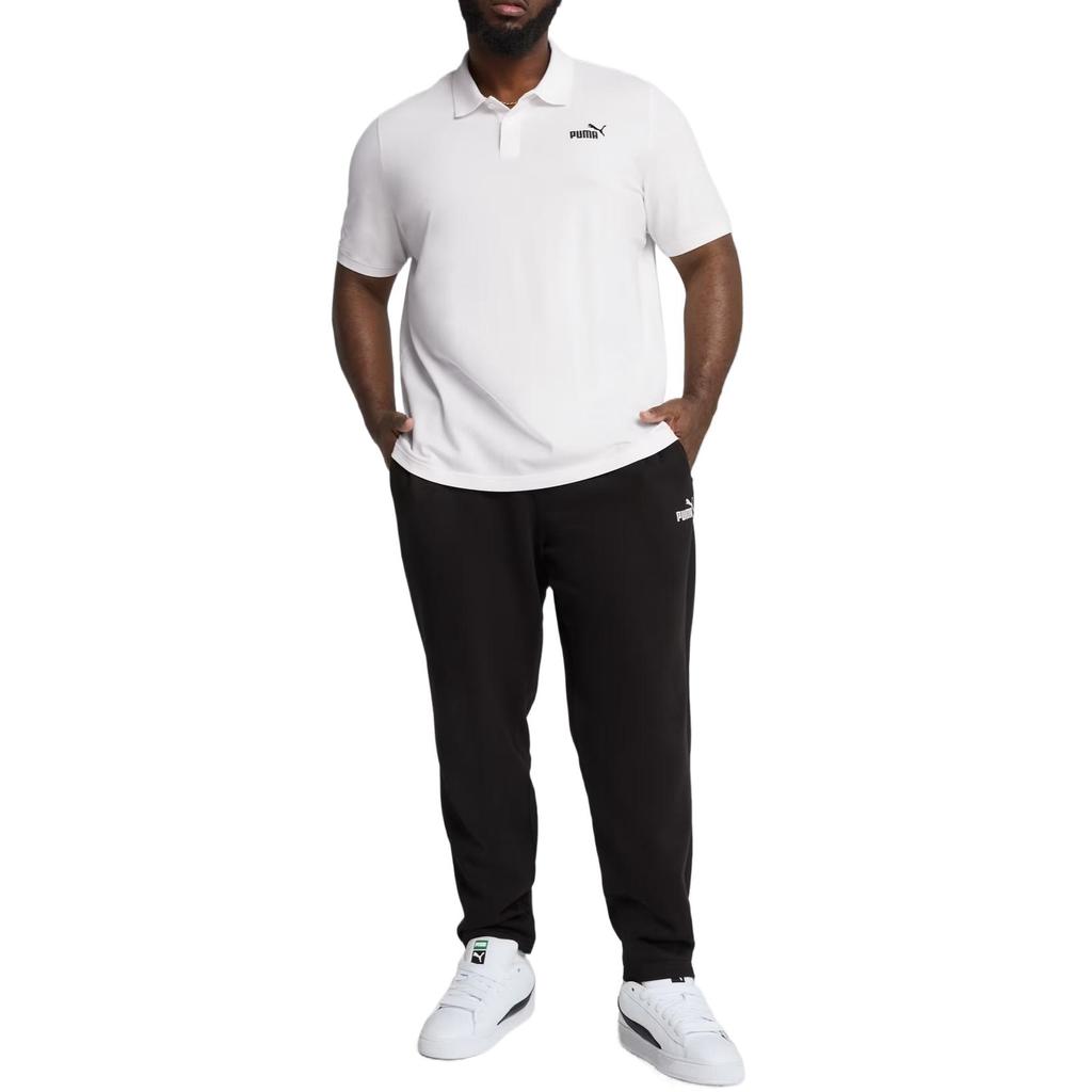 PUMA ESS T Shirts Men's White Polo Collar Moderate Straight Fit 687581-02