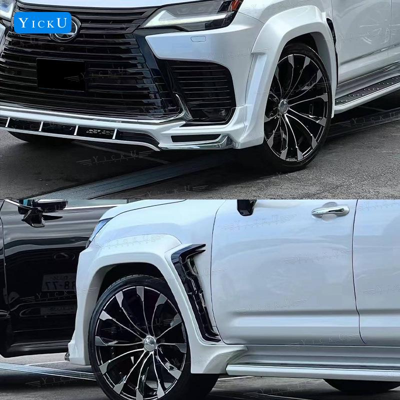 Lexus LX600 Widebody Kit: Front Lip, Rear Diffuser, Fender Flares, Rear Spoiler, Top Spoiler, Wind Deflectors, and WD Small Body Kit.