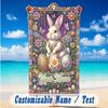 Easter Bunny Theme Beach Towel Personalized Custom Name & Text Soft Quick Dry Beach Towel for Swimming Travel