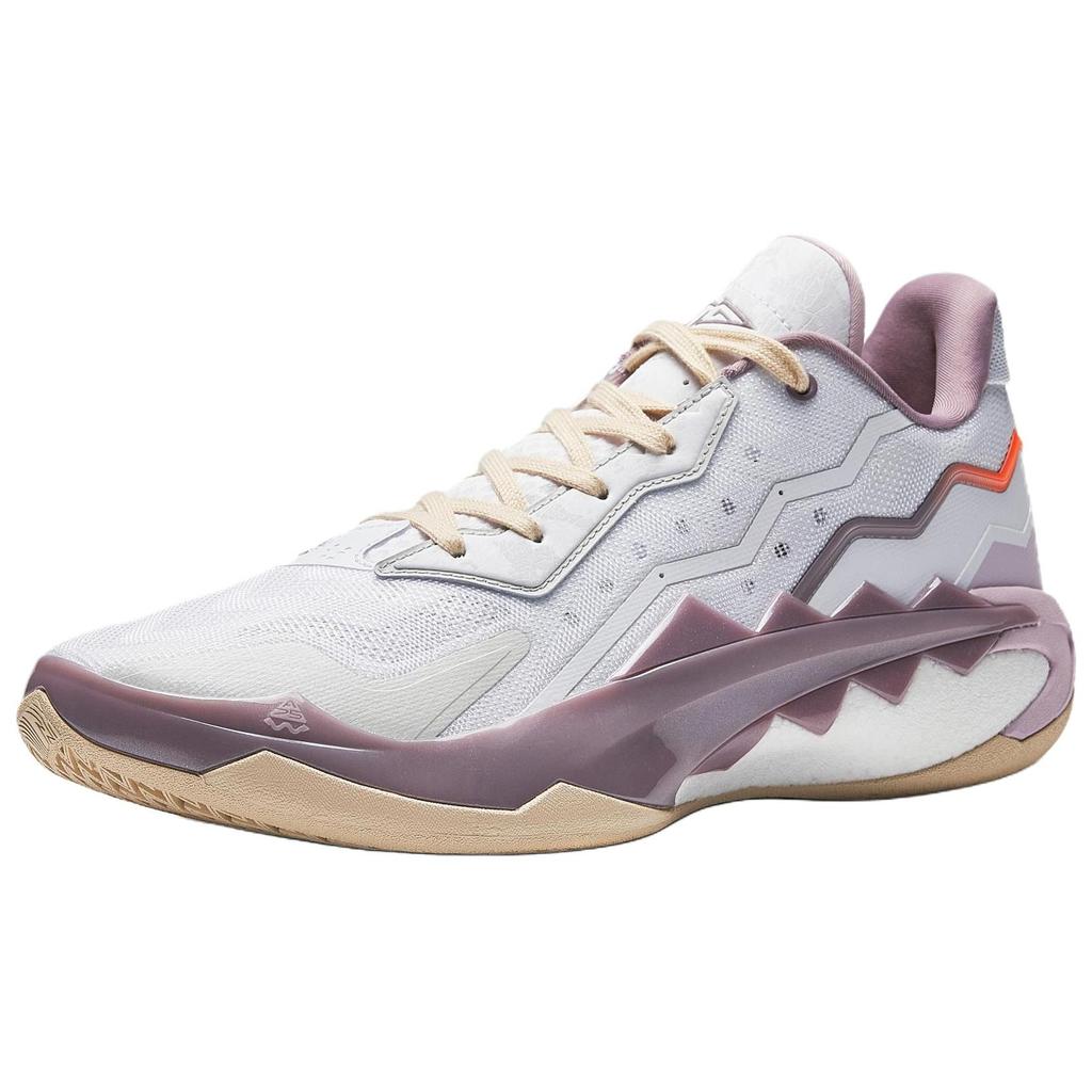 New Anta Cushioning, Wear Resistant Low Top Basketball Shoes Men's White Gray Purple 912531101Q-1