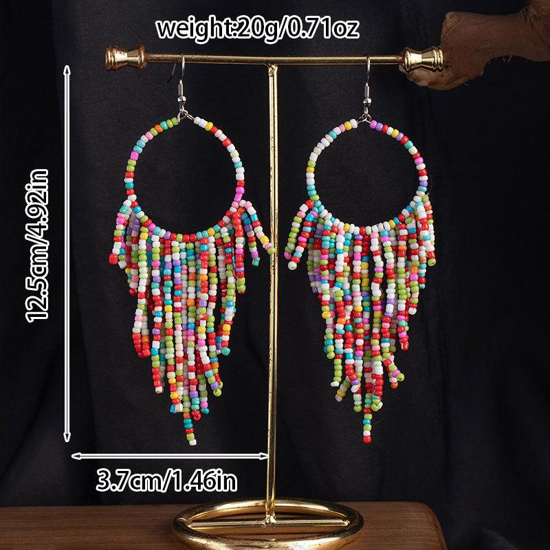 Retro Bohemian Long Beaded Earrings for Women
