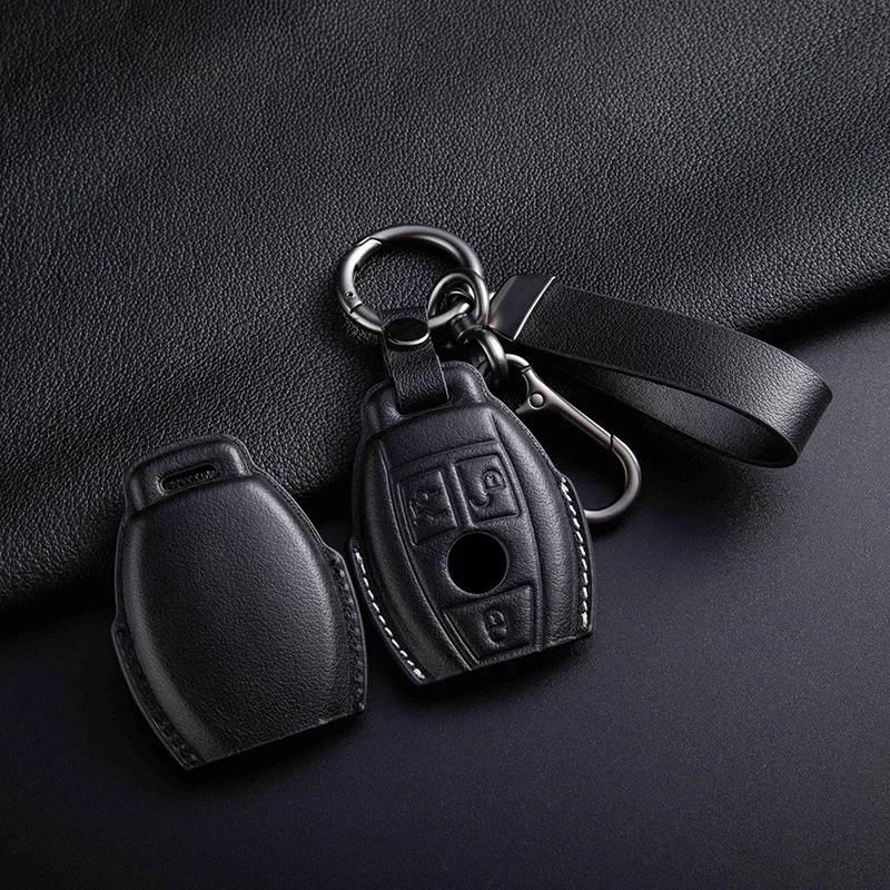 Leather Car Remote Key Case Cover For Mercedes Benz A C E S G Class Glc Cle Cla Glb Gls Gla W177 W205 W213 W222 X167