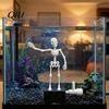Moving Skull Decor Halloween Aquarium Dancing Skeleton, Bubble Driven Joints Skeleton Atmospheric Underwater Props Ornament, Realistic Swing
