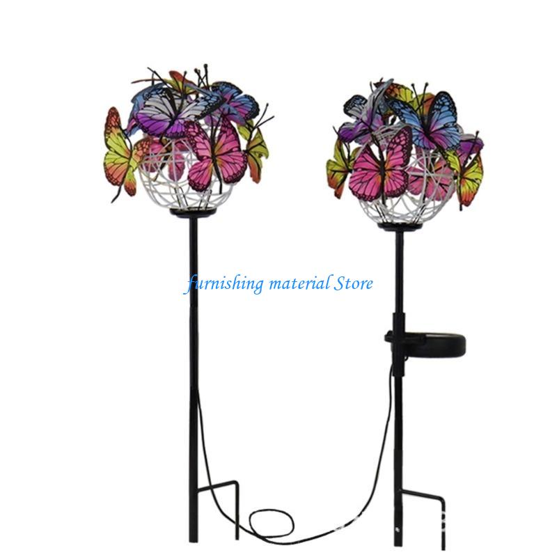 Y5GD Outdoor Solar Pathway Lights Butterfly Balls Decorative Light Solar Garden Light