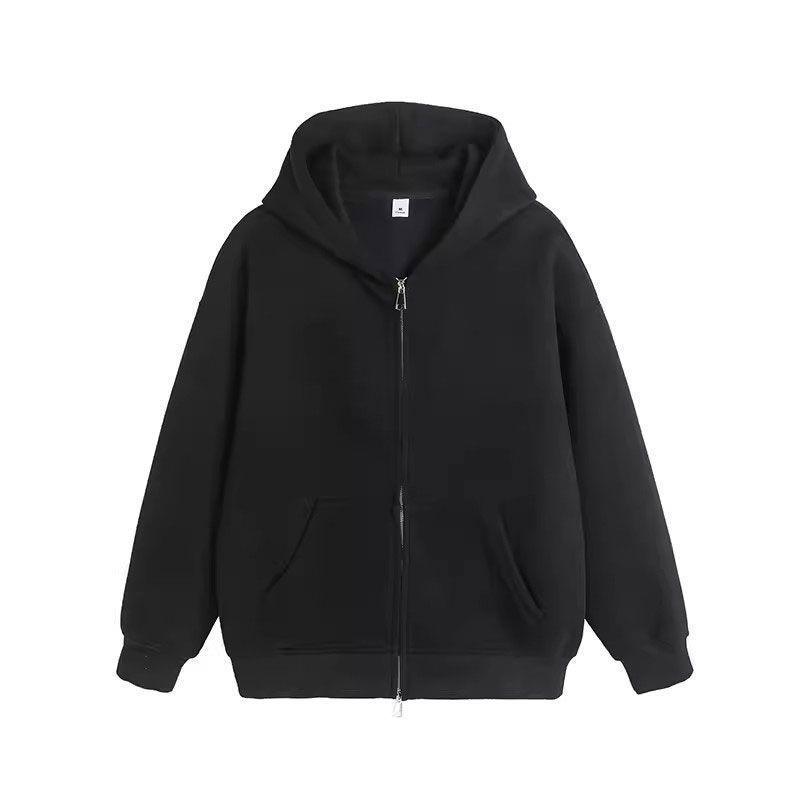 

Unisex Heavyweight Double-Zipper Fleece-Lined Hooded Jacket for Autumn/Winter - Casual Fashion Solid Color Outerwear M