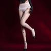 Women's Butterfly Print Oil Glossy Sheer Pantyhose Shimmery Tights With Hollowout Rhinestones Chain Garter Stockings