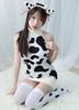 Cow Sexy Cosplay Mini Dress Headband Knee High Socks 3 Piece Set Sweater To Kill Your Virginity Erotic Cute Animal Cosplay Knit Mini Dress Turtleneck