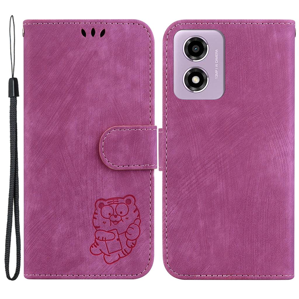 Stand Case for Motorola Moto G04s 4G/E14 4G Cute Tiger Imprint Leather Wallet Phone Cover