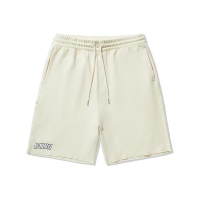 Li Ning Skateboard Series Pantalones Cortos Casuales de Punto Suelto con Cordón y Letras para Hombre AKSU817-2 Amarillo Gelato