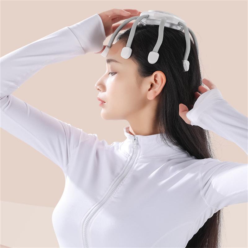 Elektrisches Kopfmassagegerät, Oktopus-Kopfhautmassagegerät mit Bluetooth-Musikvibration für Entspannung und Stressabbau, verbessert den Schlaf