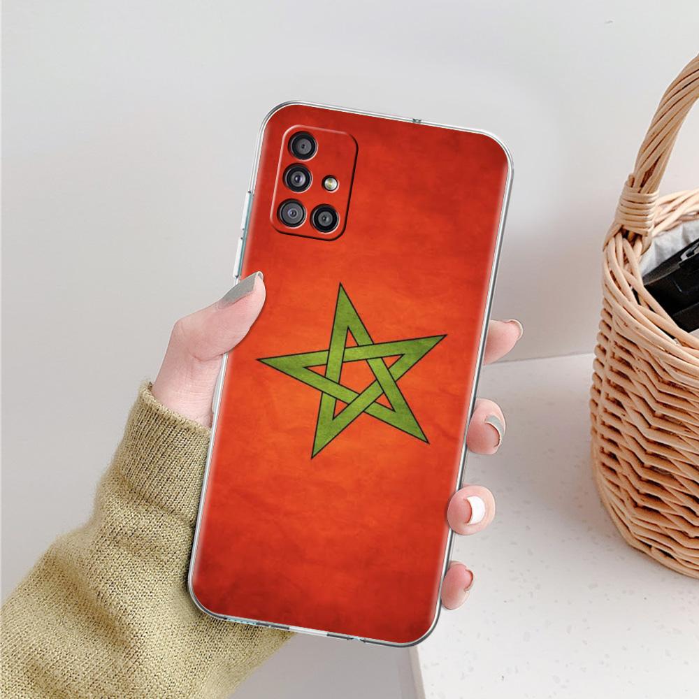Phone Case For Samsung A15 A13 A35 A55 A51 A71 A41 A31 A21S A03S A05 A17 A23 A25 A33 A53 A73 5G A07 4G Cover Morocco Flag Soccer