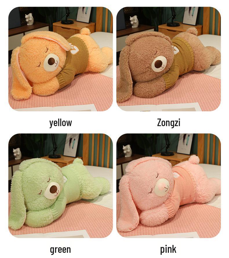 Large Cute Rabbit Hugging Plush Toy for Girl's Bed - Sleeping Pillow & Sweater Doll