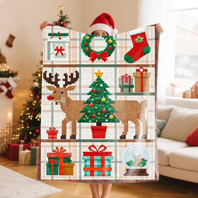 1pc Pink Chirstmas Blanket Snowflake Print Smooth Flannel Blanket for Home Living Room Bedroom Decor New  Christmas Gift
