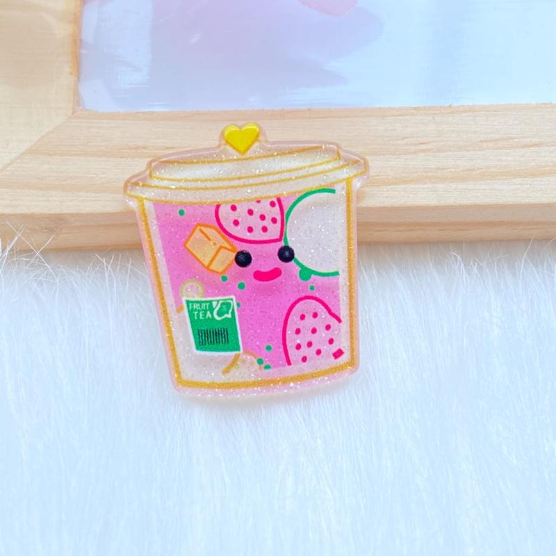 10Pcs New Cute Cartoon Acrylic Lovely Drink Cup Flat Back Cabochons Scrapbooking DIY Jewelry Craft Decoration Accessorie Q55