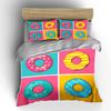 Colorful Donut Pop Art Pattern Bedding Duvet Cover Set Duvet Cover Pillowcases  (1*Duvet Cover 2*Pillowcases, Without Duvet Insert)