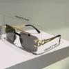 Rimless Square Sunglasses Men Fashion Vintage Double Bridge Shades Women Trendy Luxury Brand Design Gradient Sun Glasses