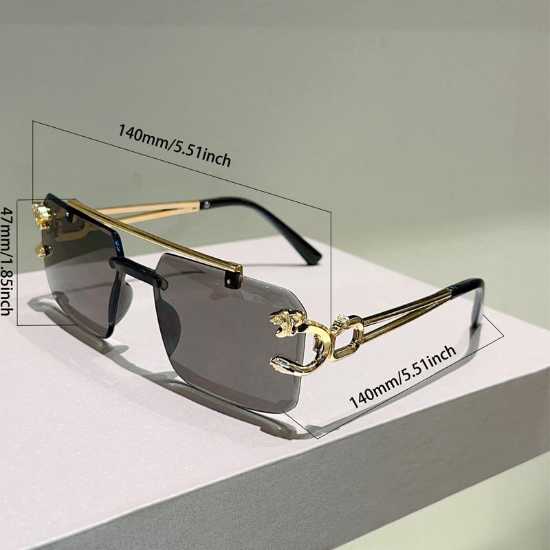 Rimless Square Sunglasses Men Fashion Vintage Double Bridge Shades Women Trendy Luxury Brand Design Gradient Sun Glasses