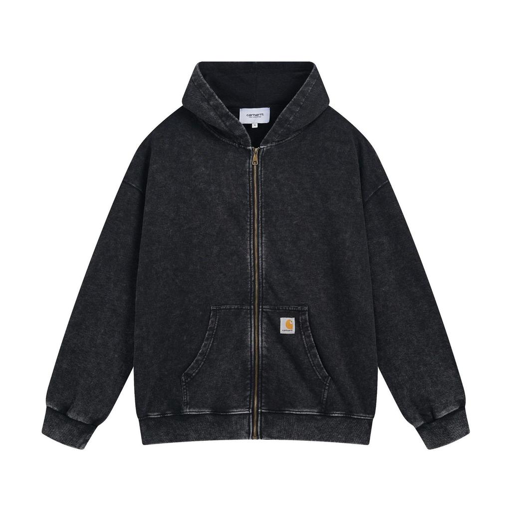 Carhartt 2025 Pánská vypraná mikina s kapucí na zip a tepláky - Retro volný střih