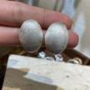 Matte Oval Matte Metal Stud Earrings Cold Wind Fashionable Versatile Simple Ear