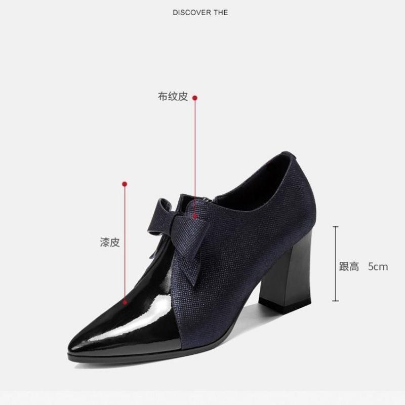 2026 Spring and Autumn New Fashionable Bow Versatile Temperament Pointed Coarse Copy Inside High Heels Female