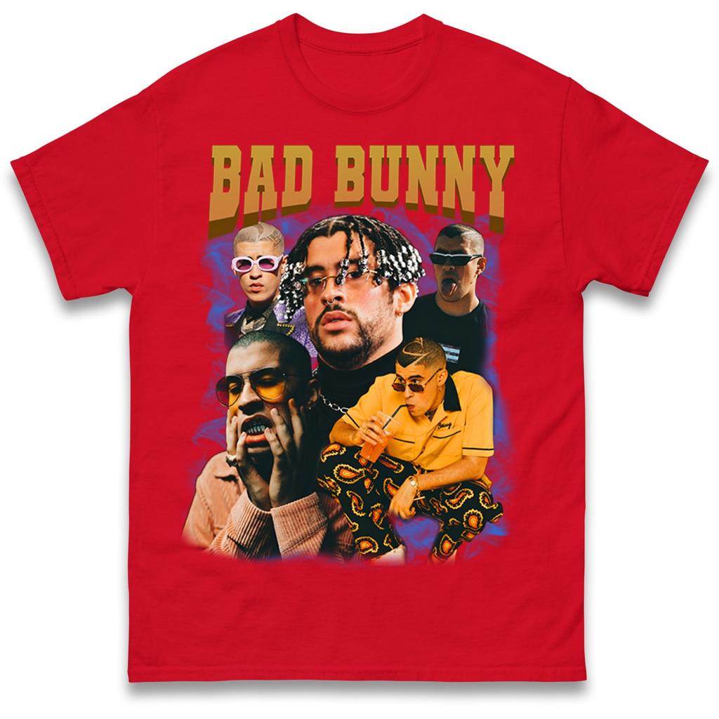 Bad Bunny Bootleg Style Collage Graphic Tshirt Unisex Unisex Retro Latin Trap Rapper Fan Casual Short Sleeve Cotton Tops
