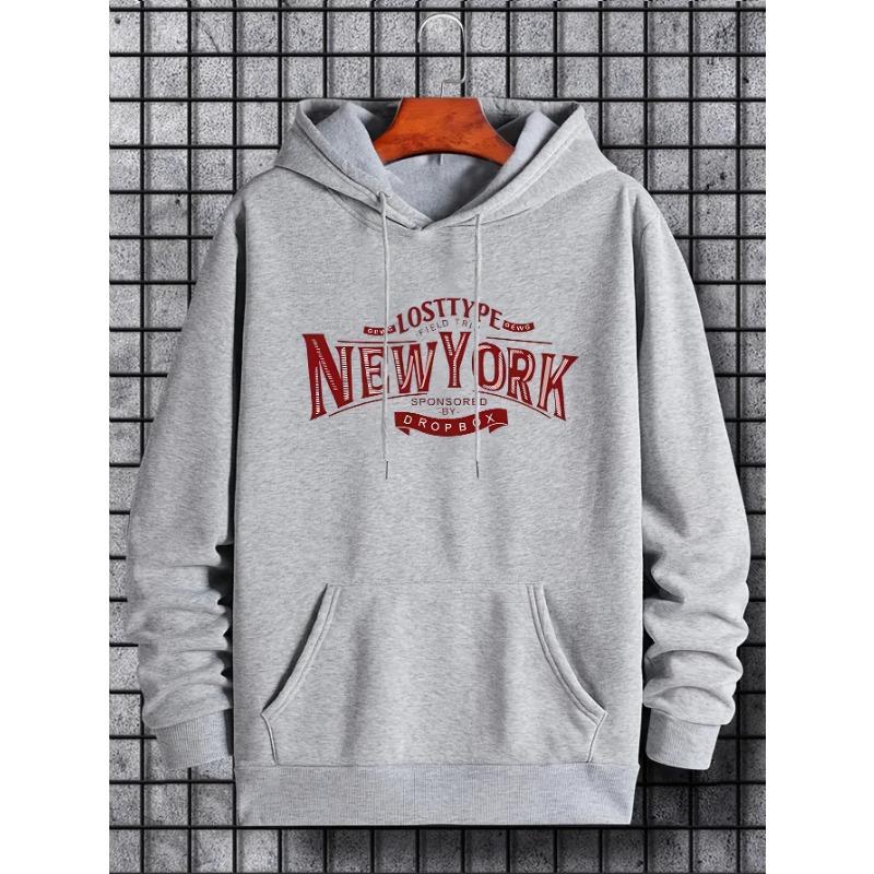 Heather Gray Vintage Burgundy New York Letter Unisex Hoodie