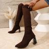 2025 Fall/Winter Over The Knee Boots Women's Thick Heel High Boots Autumn New Stretch Mid-Heel Women's Boots
