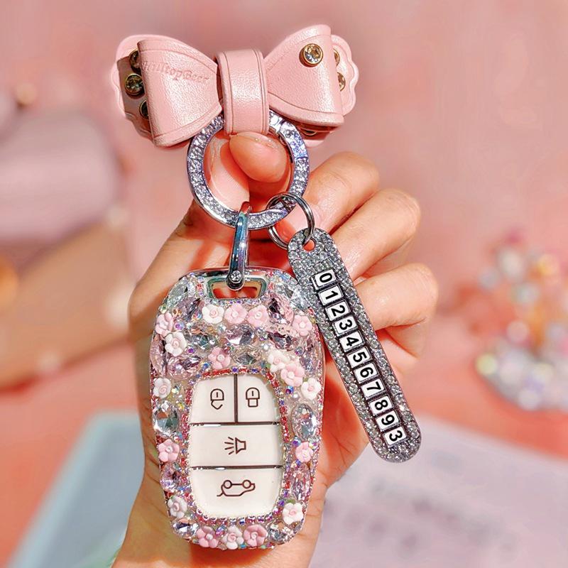 Rhinestone Car Key Shell for Southeast DX7/DX3/DX5/A5/Yi Wu - Fashion Goddess Bag Buckle