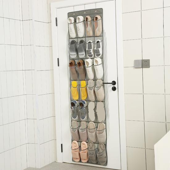 Over-The-Door Shoe Organizer 24 Mesh Pockets Over The Door Shoe Rack Breathable Hanging Storage Bag for Shoes Socks Toys