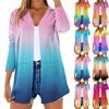 Women's Light Cardigan  Print Long Sleeve V-Neck Shirt With Pocket Top