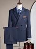 Ensemble Costume Casual Homme Coupe Slim Double Boutonnage 2026 - Style Coréen Tendance, Couleur Unie