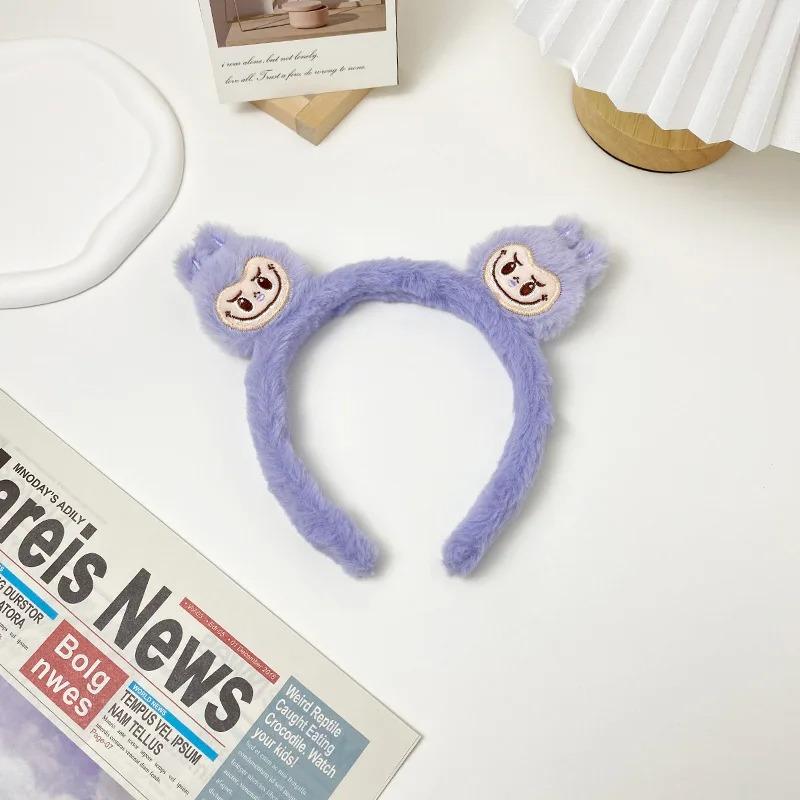 New Cartoon Labubu Plush Hairbands Cute Kawaii Bubble Rabbit Face Wash Non-slip Hair Pressure Headband