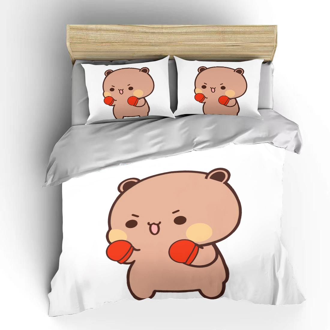 

Bubu Dudu Cartoon Cute Bear Kawaii King Twin Double Child Bedding Set Microfiber Polyester Christmas Duvet Cover EU single(135x200cm)