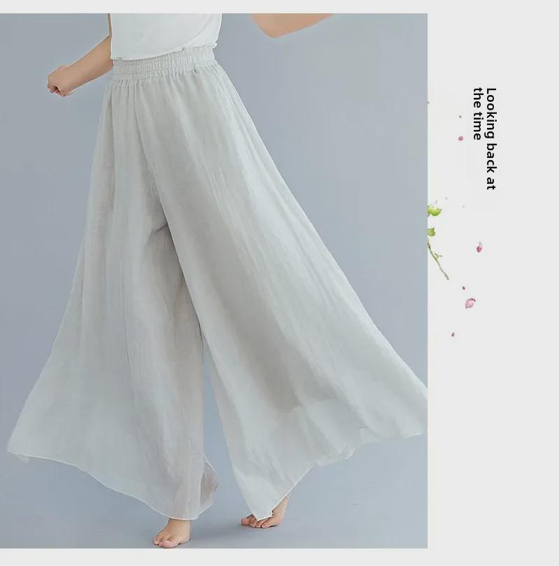 Ethnic Style Plus Size Elastic Waist Linen Skirt-Pants, 12 Colors - Lotte 2024 Mori Girl Collection