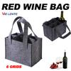 1Pc Protective Wine Storage Bag Washable with Carry Handle Wine Bottle Carrier Wedding 6 Bottles Felt Wine Bottle Holder Bag
