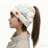 Fashion Crochet Ponytail Winter Hats Knitted Solid Color Knitted Cap Warm Ear Protection Women's Hat Autumn